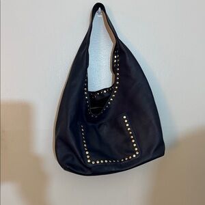Elegant Black Studded Hobo Bag